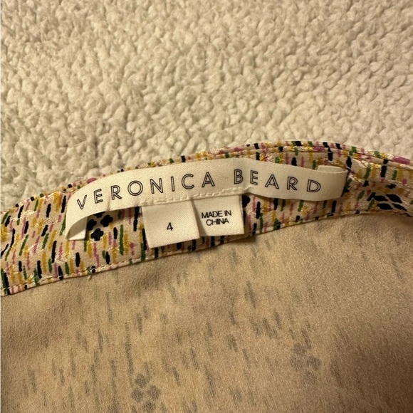 Veronica Beard Natalija Silk Handkerchief Hem Midi Skirt Cream Abstract Print - Picture 10 of 12